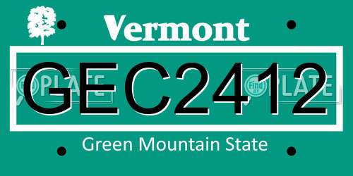 GEC2412 Vermont License Plate