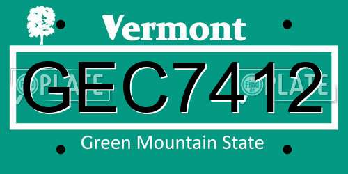 GEC7412 Vermont License Plate