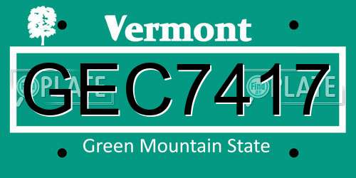 GEC7417 Vermont License Plate