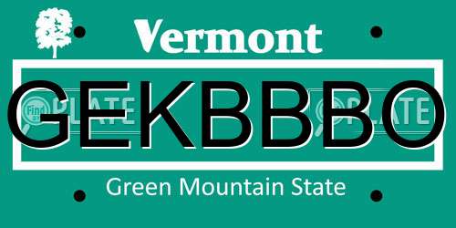 GEKBBBO Vermont License Plate
