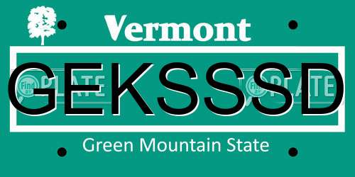GEKSSSD Vermont License Plate