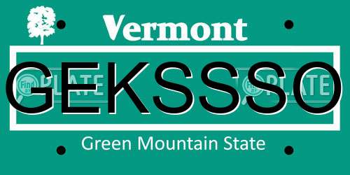 GEKSSSO Vermont License Plate