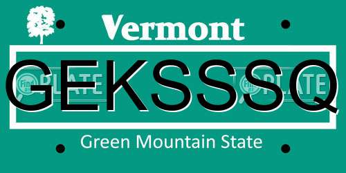 GEKSSSQ Vermont License Plate