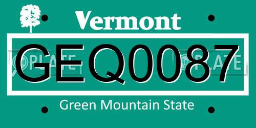 GEQ0087 Vermont License Plate