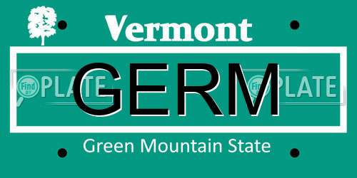 GERM Vermont License Plate