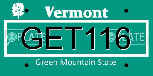 GET116 Vermont License Plate