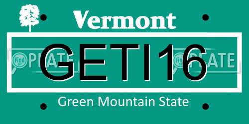 GETI16 Vermont License Plate