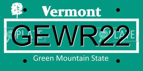 GEWR22 Vermont License Plate