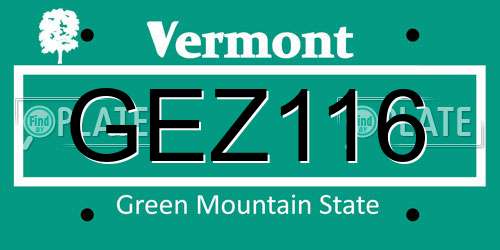 GEZ116 Vermont License Plate