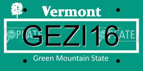 GEZI16 Vermont License Plate