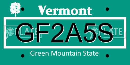 GF2A5S Vermont License Plate
