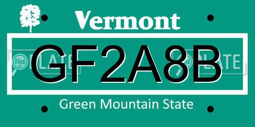 GF2A8B Vermont License Plate