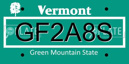 GF2A8S Vermont License Plate
