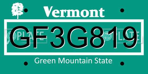 GF3G819 Vermont License Plate