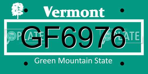 GF6976 Vermont License Plate