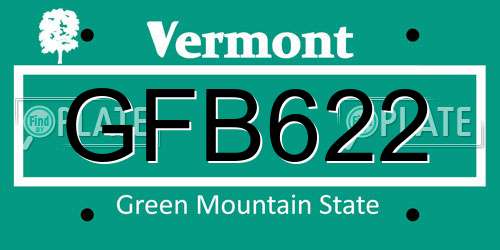 GFB622 Vermont License Plate