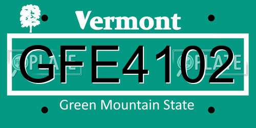 GFE4102 Vermont License Plate