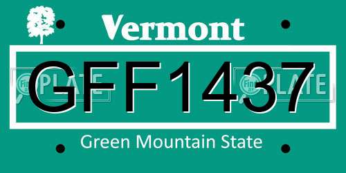 GFF1437 Vermont License Plate
