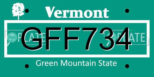 GFF734 Vermont License Plate