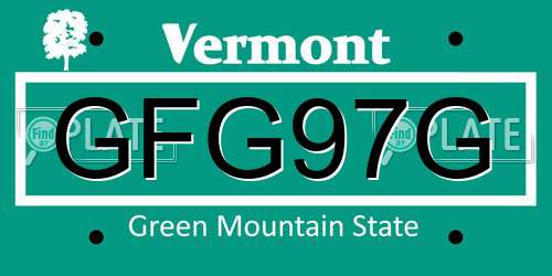 GFG97G Vermont License Plate
