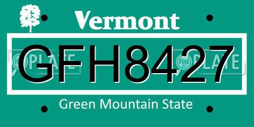 GFH8427 Vermont License Plate