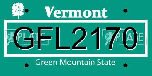 GFL2170 Vermont License Plate