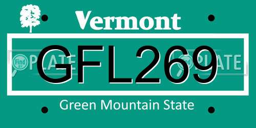 GFL269 Vermont License Plate