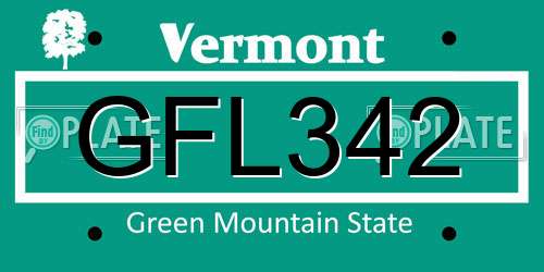 GFL342 Vermont License Plate