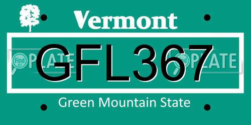 GFL367 Vermont License Plate