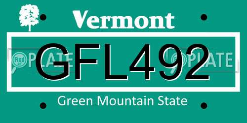 GFL492 Vermont License Plate