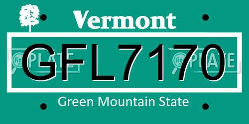 GFL7170 Vermont License Plate