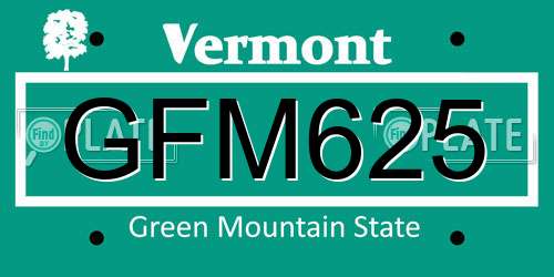 GFM625 Vermont License Plate