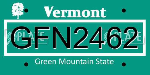 GFN2462 Vermont License Plate