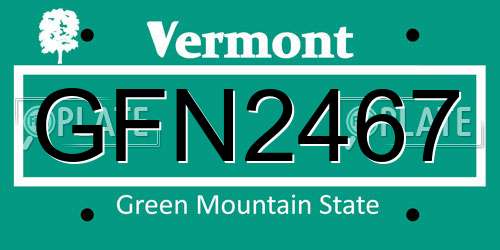 GFN2467 Vermont License Plate
