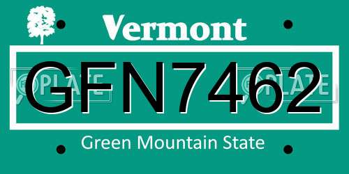 GFN7462 Vermont License Plate