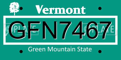 GFN7467 Vermont License Plate