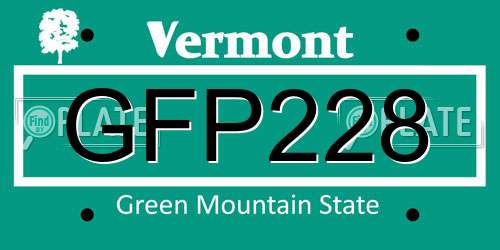 GFP228 Vermont License Plate