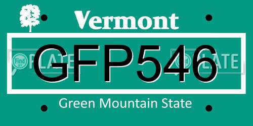 GFP546 Vermont License Plate