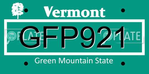 GFP921 Vermont License Plate