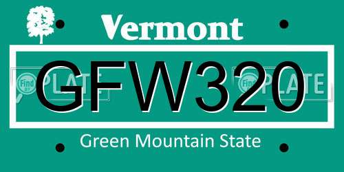 GFW320 Vermont License Plate