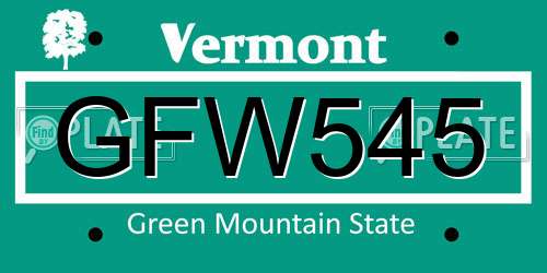 GFW545 Vermont License Plate