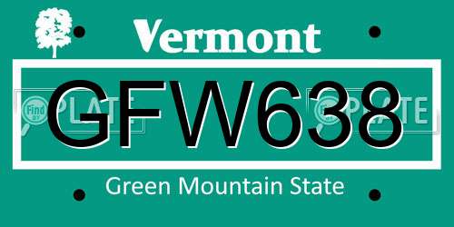 GFW638 Vermont License Plate