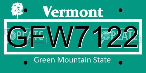 GFW7122 Vermont License Plate