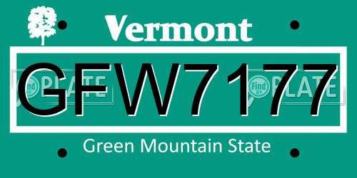 GFW7177 Vermont License Plate