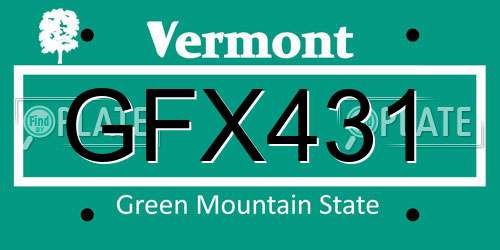 GFX431 Vermont License Plate