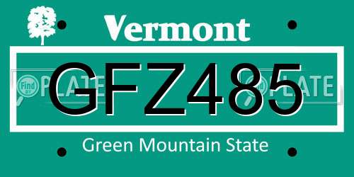 GFZ485 Vermont License Plate