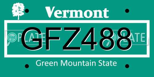 GFZ488 Vermont License Plate