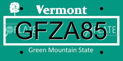 GFZA85 Vermont License Plate