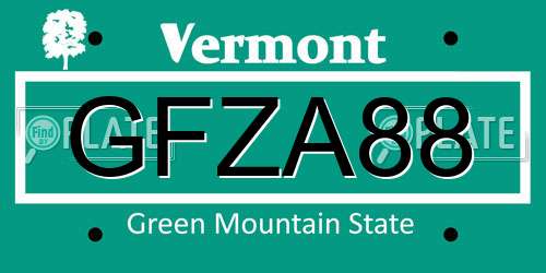 GFZA88 Vermont License Plate