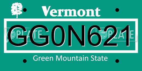 GG0N621 Vermont License Plate